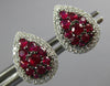ESTATE .79CT DIAMOND & AAA RUBY 18KT WHITE GOLD CLUSTER PEAR SHAPE STUD EARRINGS