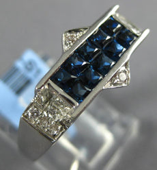 1.81CT DIAMOND & AAA SAPPHIRE 18K WHITE GOLD ROUND PRINCESS INVISIBLE CROWN RING