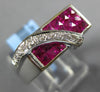 ESTATE 1.91CT DIAMOND & AAA RUBY 18KT WHITE GOLD 3D PRINCESS & ROUND MENS RING