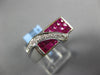 ESTATE 1.91CT DIAMOND & AAA RUBY 18KT WHITE GOLD 3D PRINCESS & ROUND MENS RING