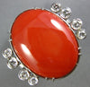 ANTIQUE EXTRA LARGE 1.0CT OLD MINE DIAMOND & AAA CORAL 14KT WHITE GOLD FUN RING