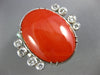 ANTIQUE EXTRA LARGE 1.0CT OLD MINE DIAMOND & AAA CORAL 14KT WHITE GOLD FUN RING