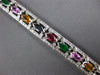 WIDE 6.96CT DIAMOND & AAA MULTI GEM 14KT WHITE GOLD 3D CLASSIC TENNIS BRACELET