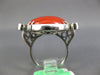 ANTIQUE EXTRA LARGE 1.0CT OLD MINE DIAMOND & AAA CORAL 14KT WHITE GOLD FUN RING