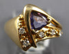 ESTATE .60CT DIAMOND & AAA TANZANITE 14KT YELLOW GOLD TRILLION & ROUND FUN RING