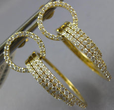 ESTATE LARGE 2.11CT DIAMOND 18KT YELLOW GOLD 3D MULTI CIRCULAR HANGING EARRINGS