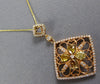 1.43CT WHITE & FANCY YELLOW DIAMOND 18KT ROSE GOLD OPEN FILIGREE SQUARE PENDANT
