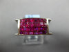 4.37CT AAA RUBY 18K WHITE GOLD PRINCESS INVISIBLE MULTI ROW RECTANGULAR FUN RING