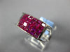 4.37CT AAA RUBY 18K WHITE GOLD PRINCESS INVISIBLE MULTI ROW RECTANGULAR FUN RING