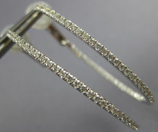 ESTATE LARGE 1.33CT DIAMOND 18K WHITE GOLD 3D OVAL CLIP ON HOOP HANGING EARRINGS