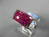 4.37CT AAA RUBY 18K WHITE GOLD PRINCESS INVISIBLE MULTI ROW RECTANGULAR FUN RING