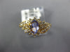 .96CT DIAMOND & AAA TANZANITE 14KT YELLOW GOLD 3D OVAL & ROUND FLOWER LOVE RING