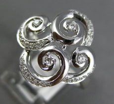 ESTATE .17CT DIAMOND 14KT WHITE GOLD 3D ETOILE FOUR LEAF CLOVER FLOWER FUN RING