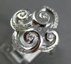 ESTATE .17CT DIAMOND 14KT WHITE GOLD 3D ETOILE FOUR LEAF CLOVER FLOWER FUN RING