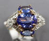 WIDE 2.90CT DIAMOND & AAA TANZANITE 14KT YELLOW GOLD 3D OVAL & ROUND FUN RING