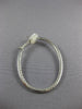 ESTATE LARGE 1.33CT DIAMOND 18K WHITE GOLD 3D OVAL CLIP ON HOOP HANGING EARRINGS