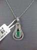 .66CT DIAMOND & AAA EMERALD 14K WHITE GOLD HORSESHOE TEAR DROP LUCKY FUN PENDANT