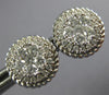 ESTATE LARGE .80CT DIAMOND 18K WHITE GOLD CLUSTER FLOWER HALO ROPE STUD EARRINGS