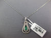 .66CT DIAMOND & AAA EMERALD 14K WHITE GOLD HORSESHOE TEAR DROP LUCKY FUN PENDANT