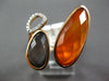 ESTATE .07CT DIAMOND & AAA ORANGE AGATE & GREY QUARTZ 14KT ROSE GOLD 3D FUN RING