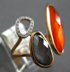 ESTATE .07CT DIAMOND & AAA ORANGE AGATE & GREY QUARTZ 14KT ROSE GOLD 3D FUN RING