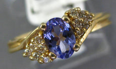 .38CT DIAMOND & AAA TANZANITE 14KT YELLOW GOLD OVAL & ROUND FRIENDSHIP LOVE RING