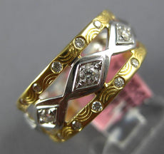 .34CT DIAMOND 18KT 2 TONE GOLD 3D ETOILE FILIGREE 3/4 ETERNITY ANNIVERSARY RING