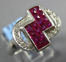 1.86CT DIAMOND & AAA RUBY 18KT WHITE GOLD 3D PRINCESS CHECKERED MENS PINKIE RING
