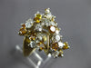 LARGE 3CT MULTI COLOR DIAMOND 14KT 2 TONE GOLD 3D CLUSTER HAMMERED LOOK FUN RING