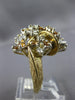 LARGE 3CT MULTI COLOR DIAMOND 14KT 2 TONE GOLD 3D CLUSTER HAMMERED LOOK FUN RING