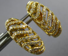 ESTATE .44CT DIAMOND 18KT YELLOW GOLD 3D MULTI ROW LEAF CLIP ON HANGING EARRINGS