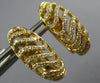 ESTATE .44CT DIAMOND 18KT YELLOW GOLD 3D MULTI ROW LEAF CLIP ON HANGING EARRINGS
