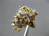 LARGE 3CT MULTI COLOR DIAMOND 14KT 2 TONE GOLD 3D CLUSTER HAMMERED LOOK FUN RING