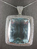 EXTRA LARGE 99.28CT DIAMOND & AAA AQUAMARINE 14KT WHITE GOLD 3D FLOATING PENDANT