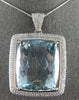 EXTRA LARGE 99.28CT DIAMOND & AAA AQUAMARINE 14KT WHITE GOLD 3D FLOATING PENDANT
