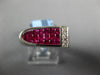 ESTATE 1.94CT DIAMOND & AAA RUBY 18K WHITE GOLD TRIANGULAR OVAL MENS PINKIE RING