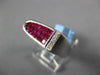 ESTATE 1.94CT DIAMOND & AAA RUBY 18K WHITE GOLD TRIANGULAR OVAL MENS PINKIE RING