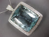 EXTRA LARGE 99.28CT DIAMOND & AAA AQUAMARINE 14KT WHITE GOLD 3D FLOATING PENDANT