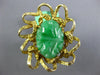 ANTIQUE LARGE AAA JADEITE 18KT YELLOW GOLD 3D HANDCRAFTED FLOWER FUN RING