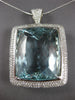 EXTRA LARGE 99.28CT DIAMOND & AAA AQUAMARINE 14KT WHITE GOLD 3D FLOATING PENDANT