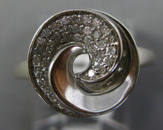 ESTATE .17CT DIAMOND 14KT WHITE GOLD 3D CLASSIC DOUBLE SWIRL CIRCULAR FUN RING