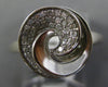 ESTATE .17CT DIAMOND 14KT WHITE GOLD 3D CLASSIC DOUBLE SWIRL CIRCULAR FUN RING