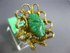 ANTIQUE LARGE AAA JADEITE 18KT YELLOW GOLD 3D HANDCRAFTED FLOWER FUN RING