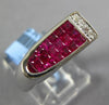 ESTATE 1.94CT DIAMOND & AAA RUBY 18K WHITE GOLD TRIANGULAR OVAL MENS PINKIE RING