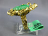 ANTIQUE LARGE AAA JADEITE 18KT YELLOW GOLD 3D HANDCRAFTED FLOWER FUN RING