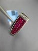 ESTATE 1.94CT DIAMOND & AAA RUBY 18K WHITE GOLD TRIANGULAR OVAL MENS PINKIE RING