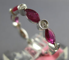 1.22CT DIAMOND & AAA RUBY 18K WHITE GOLD MARQUISE & ROUND SEMI ETERNITY FUN RING