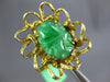 ANTIQUE LARGE AAA JADEITE 18KT YELLOW GOLD 3D HANDCRAFTED FLOWER FUN RING
