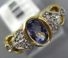 .48CT DIAMOND & AAA TANZANITE 14KT YELLOW GOLD 3D OVAL & ROUND DOUBLE HEART RING