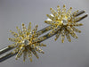 ESTATE LARGE .79CT DIAMOND 18KT YELLOW GOLD 3D FLOWER SNOWFLAKE STUD EARRINGS